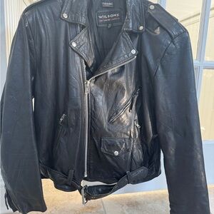 Wilson's Vintage Classic Heavy Black Biker Jacket- Men's XL